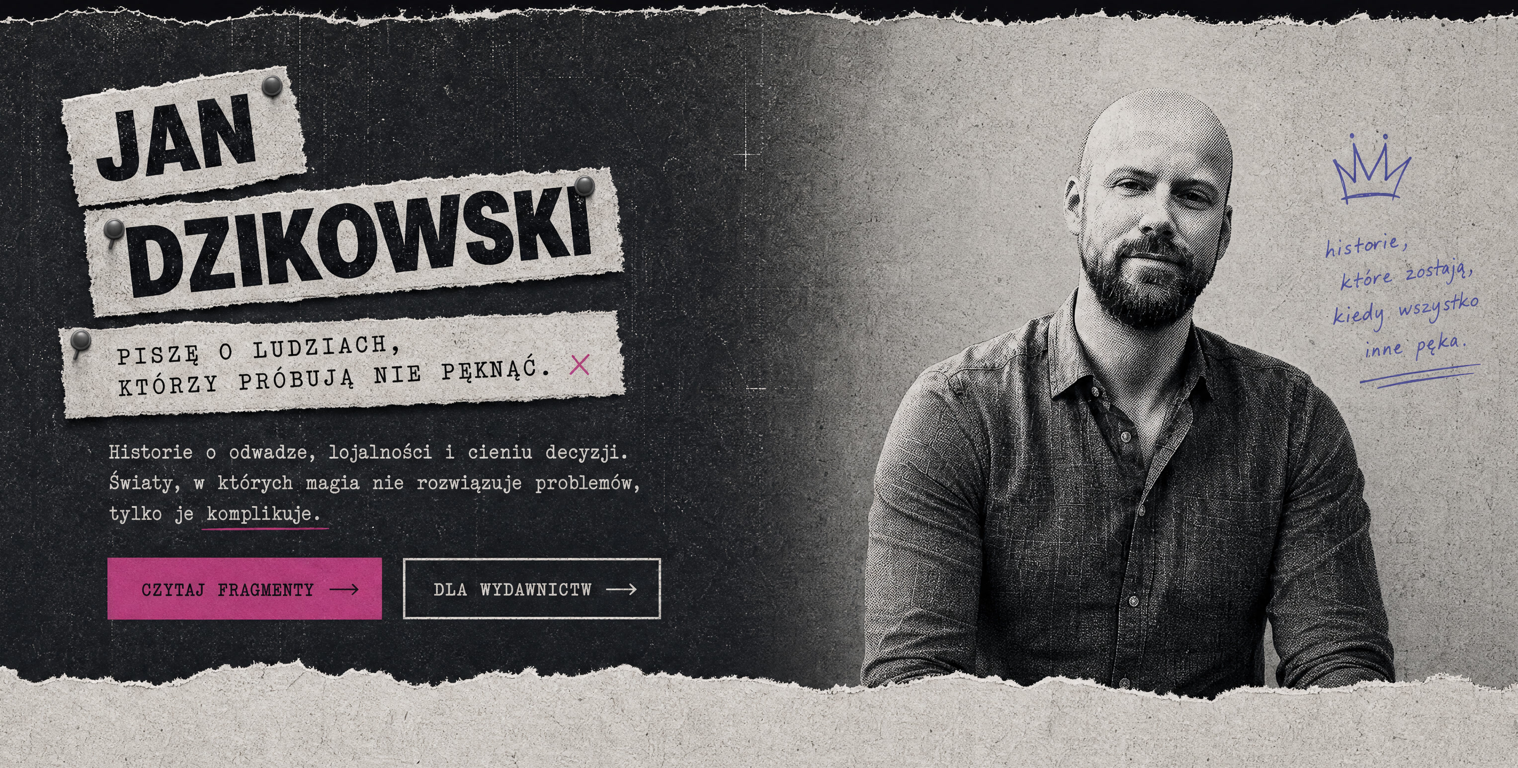 Papierowy kolaż z portretem Jana Dzikowskiego